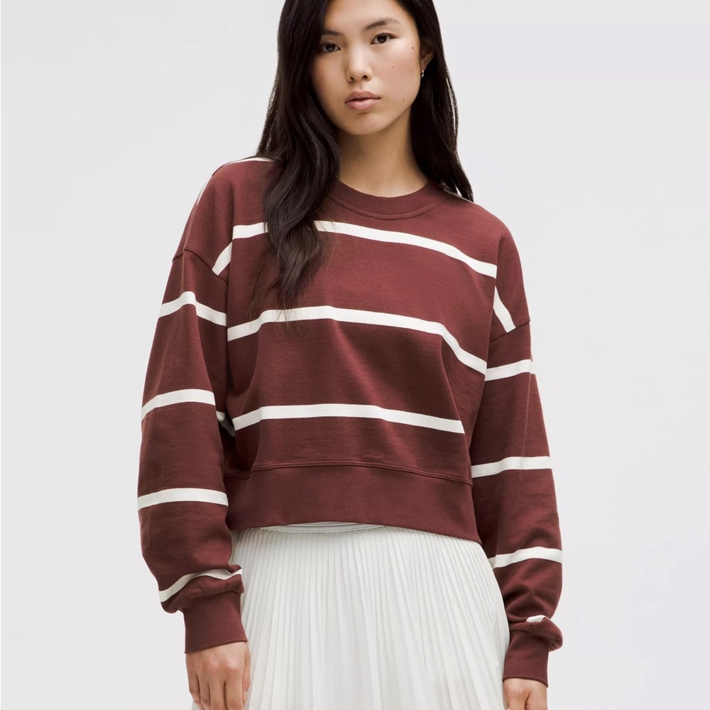 Lululemon Maroon & White Striped Crewneck